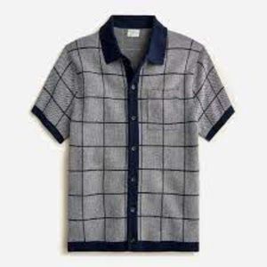 J Crew - cotton jacquard cardigan sweater polo (Small)